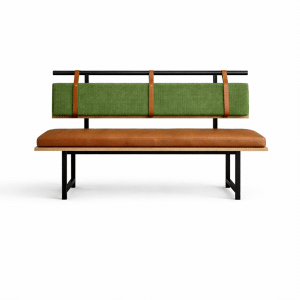 Banquette en cuir et tissus ZAZOU